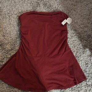 Strapless Burgundy Dress